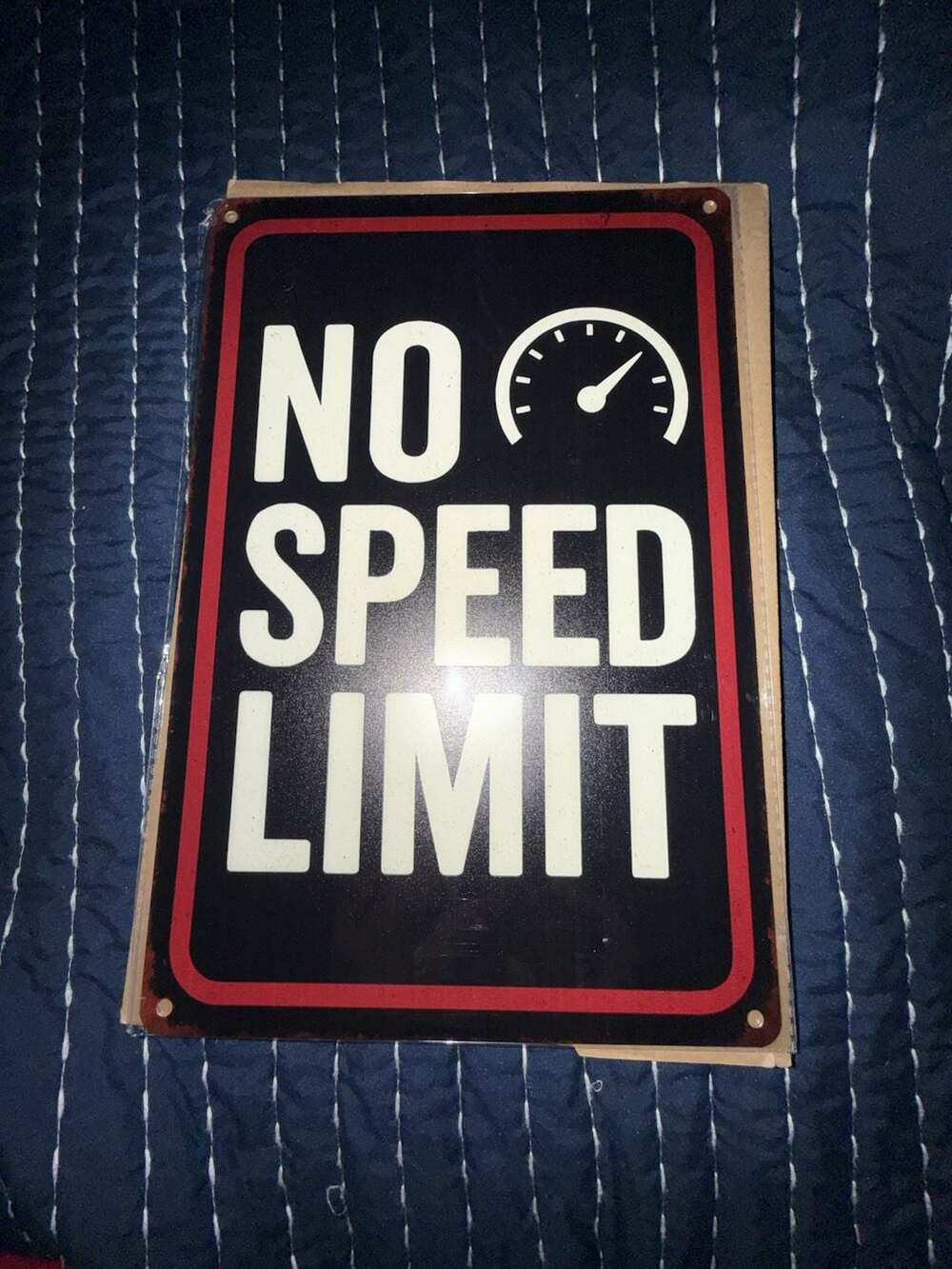 No Speed Limit Metal Wall Sign 8x12 Inch